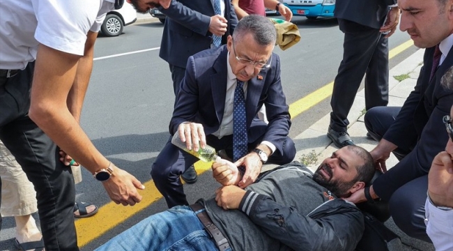 AKPli Fuat Oktay yaralı sürücüye kolonya döktü